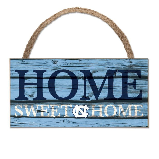 North Carolina Tar Heels HOME SWEET HOME Wood Sign w/Rope 5" x 10"