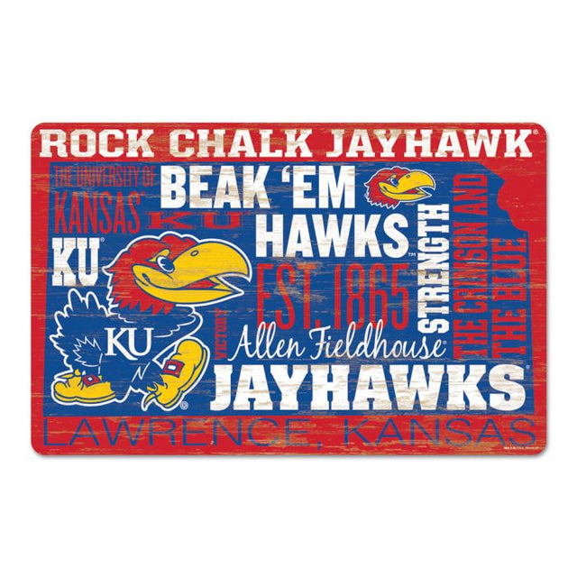 Kansas Jayhawks WORDAGE Wood Sign 11" x 17" 1/4" thick