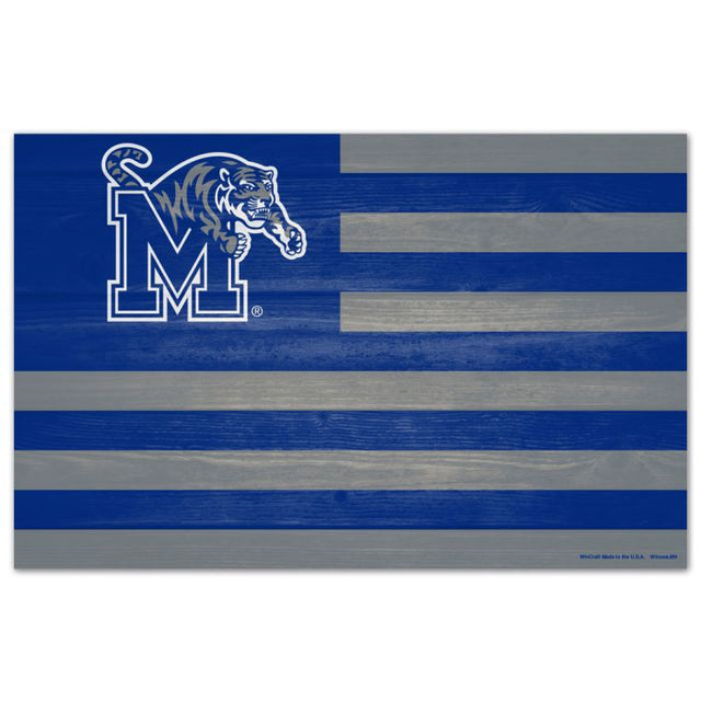 Memphis Tigers AMERICANA Wood Sign 11" x 17" 1/4" thick