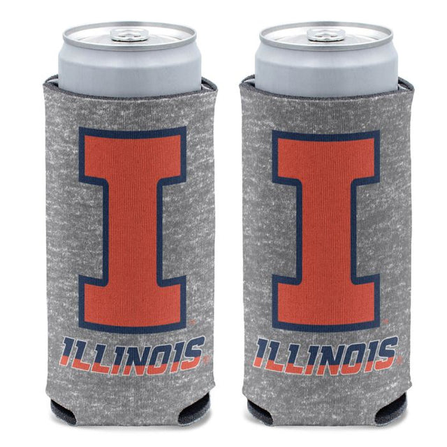 Enfriador de latas delgado de 12 oz con diseño gris jaspeado de Illinois Fighting Illini