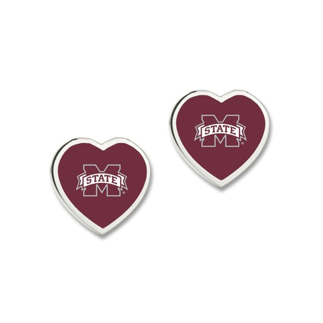 PENDIENTES DE CORAZÓN DE LOS Mississippi State Bulldogs Pendientes con corazón en 3D