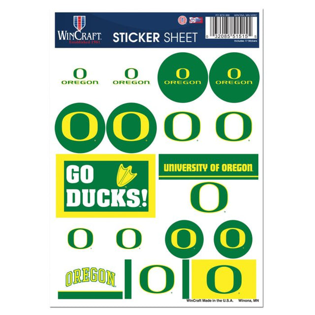 Oregon Ducks Vinyl Sticker Sheet 5" x 7"