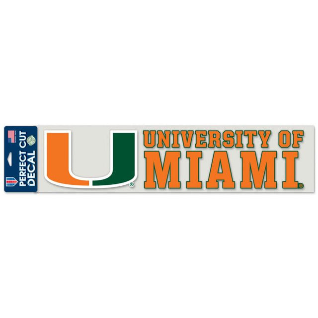Miami Hurricanes Perfect Cut Decals 4" x 17"