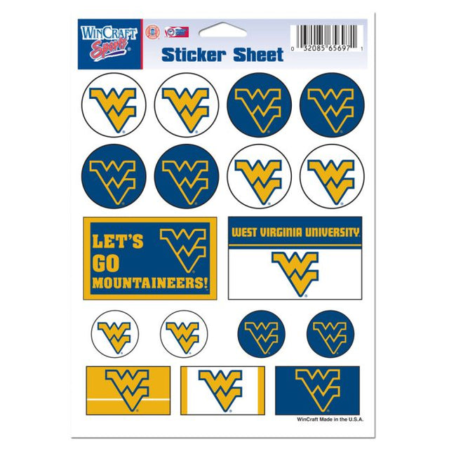 West Virginia Mountaineers Vinyl Sticker Sheet 5" x 7"