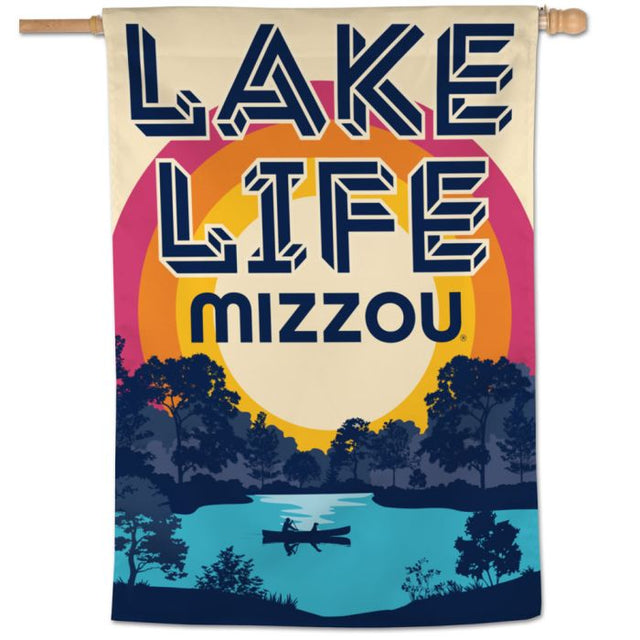 Bandera vertical de los Tigres de Missouri HORIZONTE VIBRACIONES DEL LAGO DE MISSOURI 28" x 40"