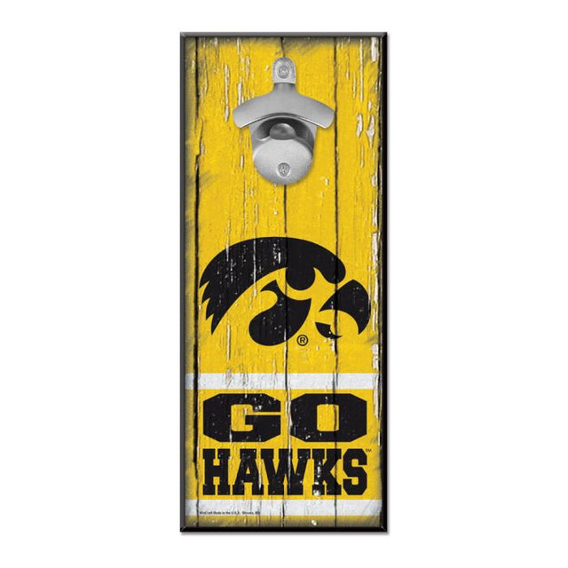 Iowa Hawkeyes Bottle Opener Sign 5x11