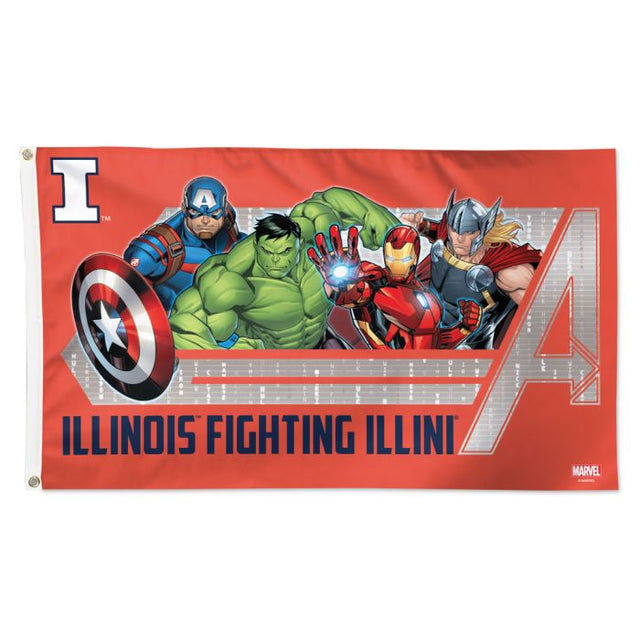 Bandera de Marvel de Illinois Fighting Illini/Marvel (C) 2022 - Deluxe 3' X 5'