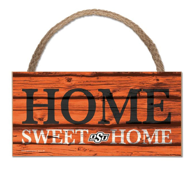 Oklahoma State Cowboys HOME SWEET HOME Wood Sign w/Rope 5" x 10"