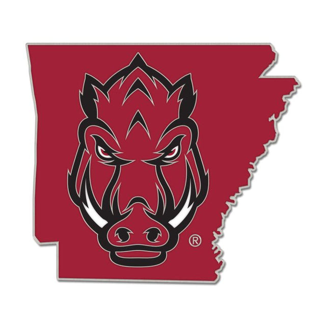 Arkansas Razorbacks STATE SHAPE Collector Enamel Pin Jewelry Card