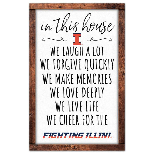 Letrero de madera de Illinois Fighting Illini de 11" x 17" y 1/4" de grosor