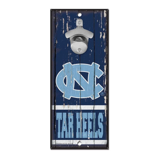 North Carolina Tar Heels Bottle Opener Sign 5x11