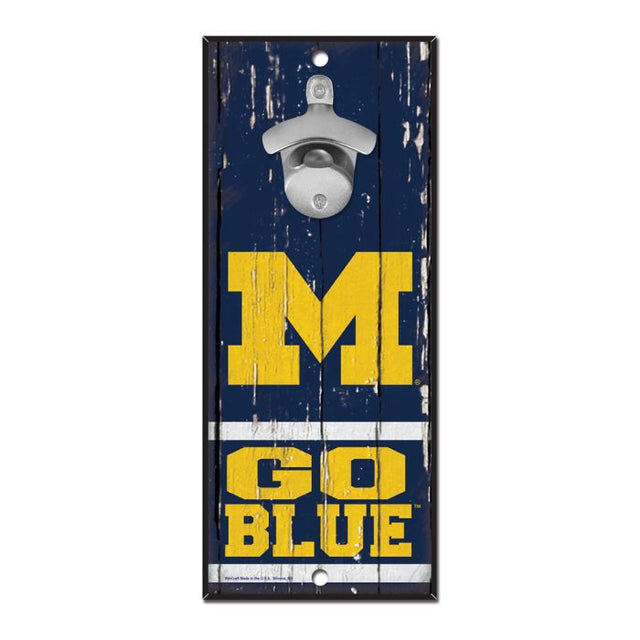 Michigan Wolverines Bottle Opener Sign 5x11
