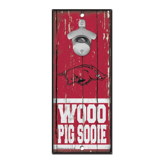 Arkansas Razorbacks Bottle Opener Sign 5x11