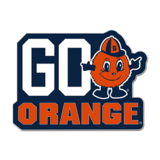 Tarjeta de joyería con pin esmaltado para coleccionistas con el lema de Syracuse Orange