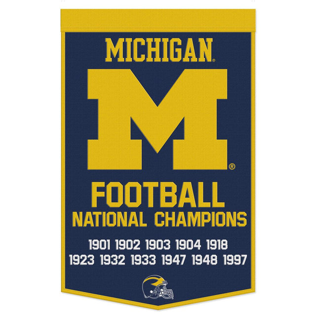Bandera de lana de los Michigan Wolverines de 24 x 38 pulgadas con diseño Dynasty Champ