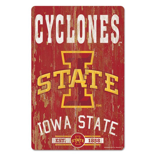 Iowa State Cyclones Wood Sign 11" x 17" 1/4" thick