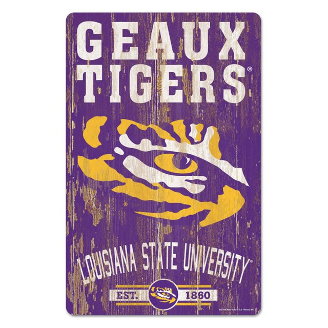 Letrero de madera de los LSU Tigers, 11" x 17", 1/4" de grosor