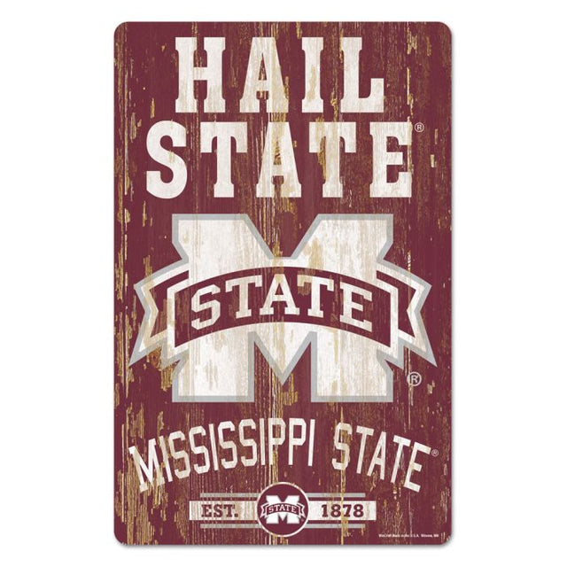 Letrero de madera de Mississippi State Bulldogs, 11" x 17", 1/4" de grosor