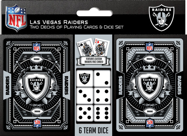 Juego de naipes y dados de los Raiders de Las Vegas