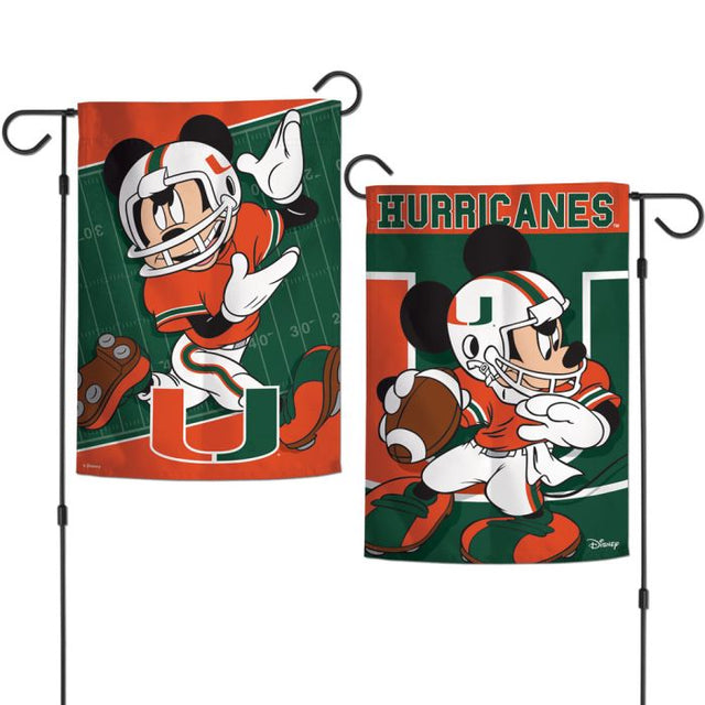 Banderas de jardín de Miami Hurricanes/Disney, de 2 lados, 12,5" x 18"