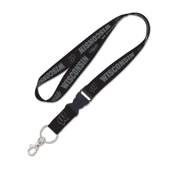 Wisconsin Badgers blackout Lanyard w/detachable buckle 1"