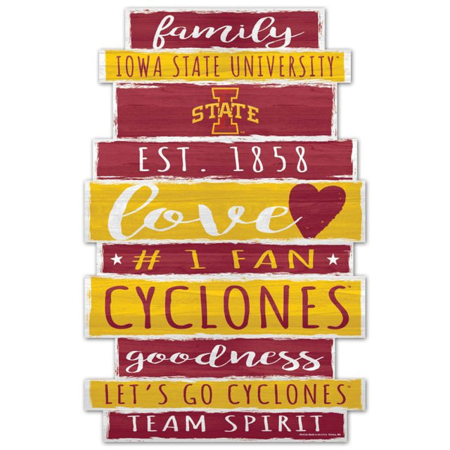 Iowa State Cyclones WORD PLANK Wood Sign 11" x 17" 1/4" thick