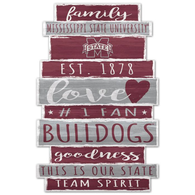 Letrero de madera de Mississippi State Bulldogs, 11" x 17", 1/4" de grosor