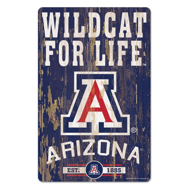 Letrero de madera de Arizona Wildcats de 11" x 17" y 1/4" de grosor