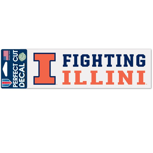 Calcomanías de corte perfecto apiladas de Illinois Fighting Illini de 3" x 10"