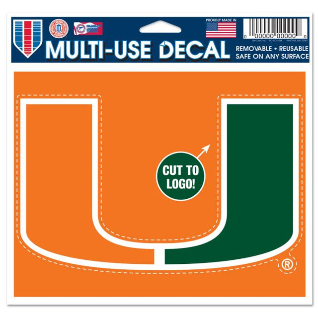 Miami Hurricanes Multi-Use Decal - cut to logo 5" x 6"