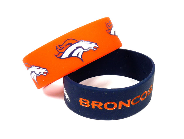 Pulseras anchas de los Denver Broncos, paquete de 2