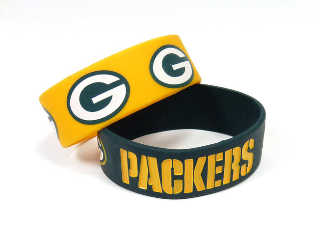 Pulseras de los Green Bay Packers, paquete de 2, anchas