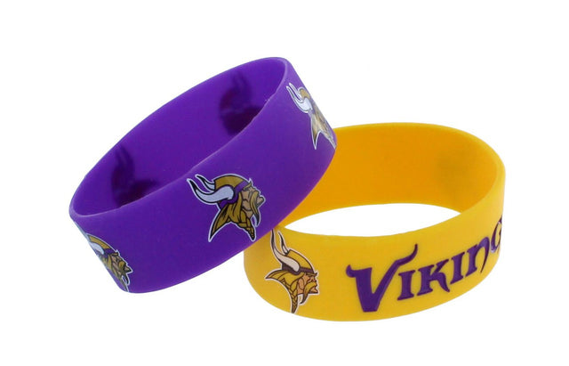 Pulseras de los Minnesota Vikings, paquete de 2, anchas