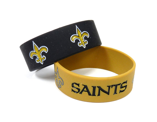 Pulseras de los New Orleans Saints, paquete de 2, de ancho