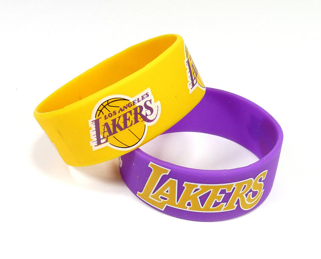 Pulseras anchas de Los Angeles Lakers, paquete de 2