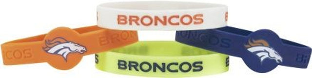 Pulseras de silicona de los Denver Broncos, paquete de 4