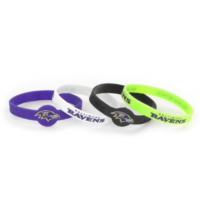 Pulseras de silicona de los Baltimore Ravens, paquete de 4