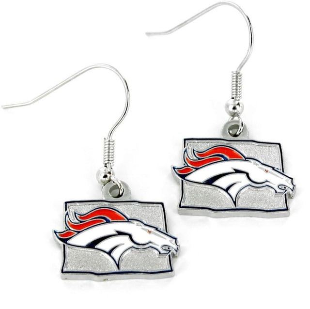Pendientes de los Denver Broncos con diseño del estado