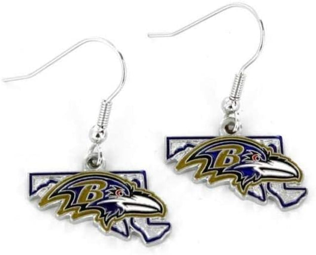 Pendientes de los Baltimore Ravens con diseño del estado
