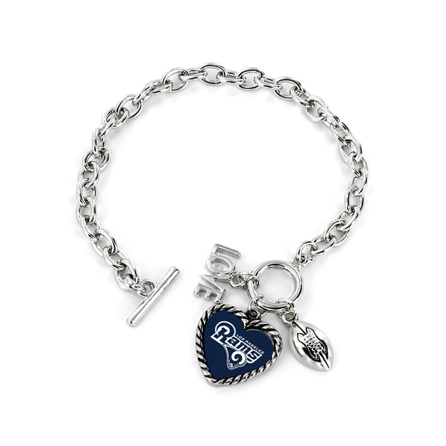 Pulsera con dijes de los Rams de Los Ángeles con el mensaje "Amo el fútbol"