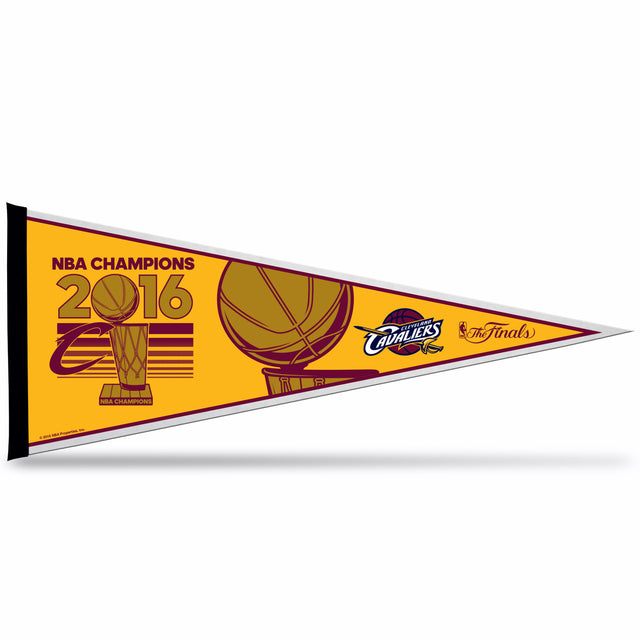 Banderín de los Cleveland Cavaliers, 12 x 30, con tarjeta de campeones de 2016