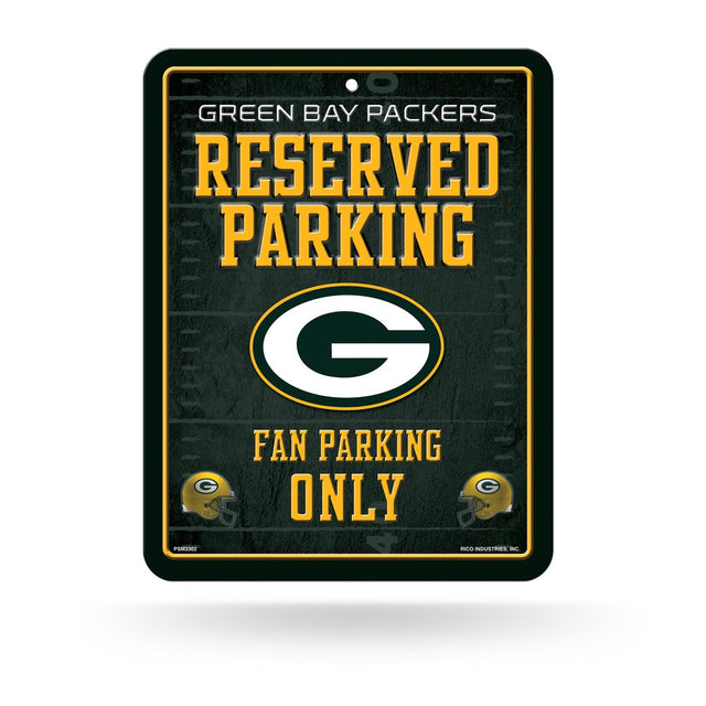 Letrero de metal con diseño de estacionamiento reservado de los Green Bay Packers