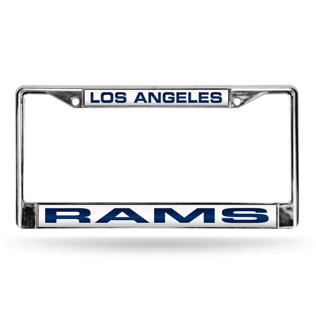 Marco para matrícula de Los Angeles Rams cortado con láser en cromo azul