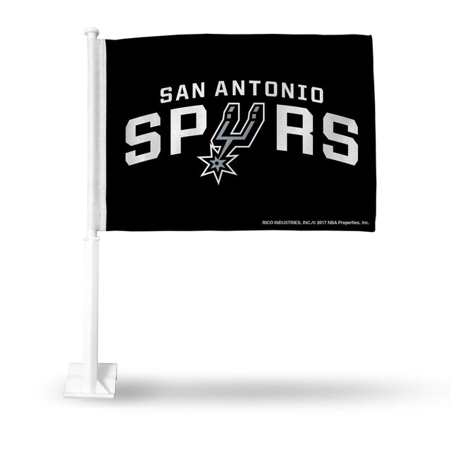 Bandera de los San Antonio Spurs estilo automóvil de color negro con mástil blanco