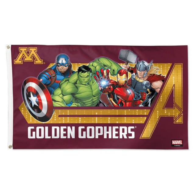 Minnesota Golden Gophers / Marvel (C) Bandera de MARVEL 2023 - Deluxe 3' X 5'