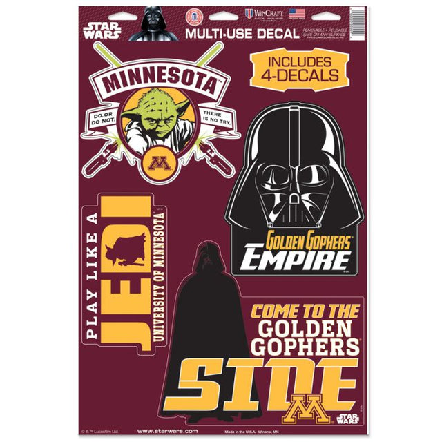 Calcomanía multiusos de YODA de Star Wars de Minnesota Golden Gophers, 11" x 17"