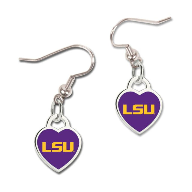 Pendientes de los LSU Tigers con corazón en 3D
