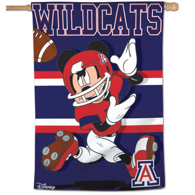 Bandera vertical de fútbol americano de Mickey Mouse de Arizona Wildcats de 28" x 40"