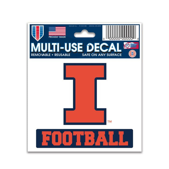 Calcomanía multiusos de fútbol de Illinois Fighting Illini de 3" x 4"