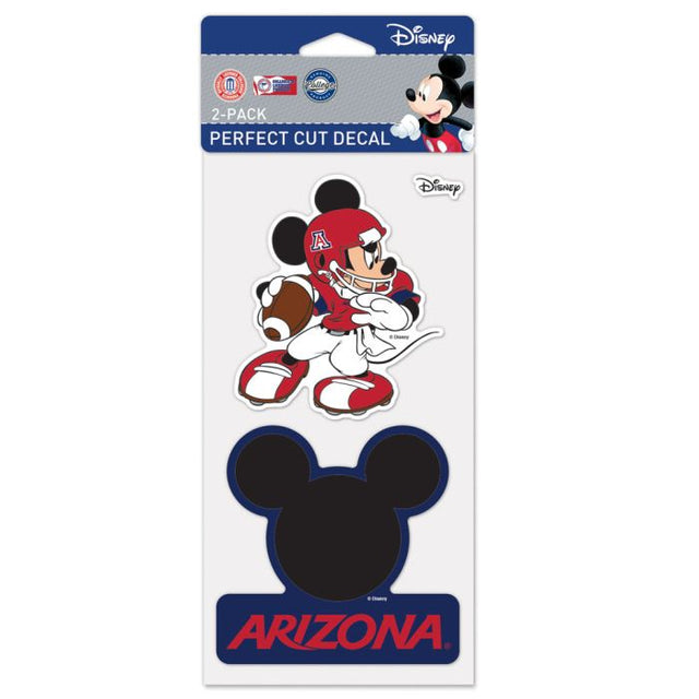 Juego de dos calcomanías de corte perfecto de MICKEY MOUSE FOOTBALL de Arizona Wildcats de 4" x 4"